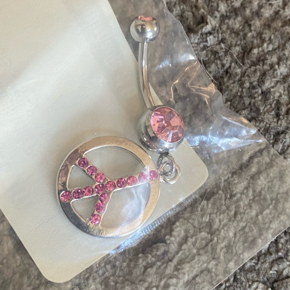 Peace Dangle Belly Ring - image 2
